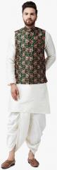 Sojanya Off White Solid Kurta Dhoti Pants With Nehru Jacket men