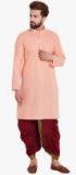 Sojanya Peach Textured Kurta With Dhoti Men