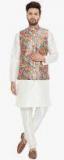 Sojanya White Printed Kurta Pyjama Set Men