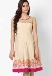 Span Cotton Brown Straight Kurta Women