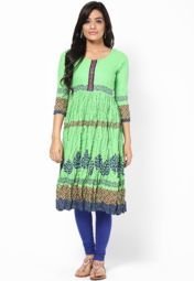 Span Cotton Green Kurta Women