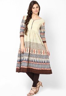 Span Regular Fit Beige Kurta women