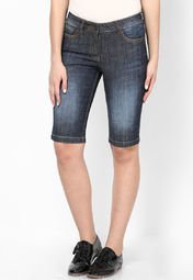 Species Blue Solid Capri Women