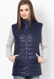 Sportelle Usa*india Solid Navy Blue Winter Jacket women