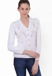 Sportking White Embroidered Sweater Women