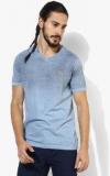 Spykar Blue Solid Regular Fit V Neck T Shirt men