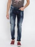 Spykar Blue Wahsed Low Rise Slim Fit Jeans Men