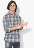 Spykar Grey & White Regular Fit Checked Casual Shirt Men