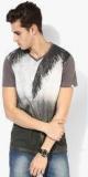 Spykar Grey Printed Regular Fit V Neck T Shirt men