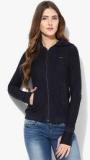 Spykar Navy Blue Solid Hoodie Women