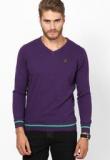 Spykar Purple V Neck T Shirt Men