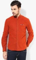 Spykar Rust Regular Fit Casual Shirt men