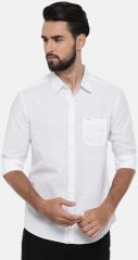 Spykar White Striped Slim Fit Casual Shirt men