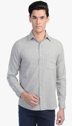 Srota Grey Solid Slim Fit Casual Shirt men