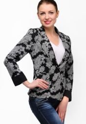 Stilestreet Black Printed Blazer Women