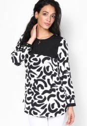 Stilestreet Black Printed Tunic Women