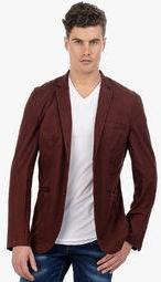 Sting Maroon Solid Blazer Men