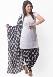 Stri Black And White Printed Bottom & Dupatta Set Women