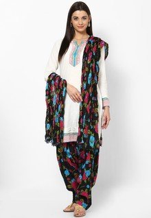 Stri Black Printed Patiala Salwar With Dupatta women