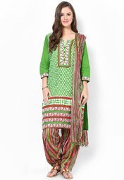 Stri Green Printed Patiala Salwar With Dupatta Women