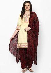 Stri Maroon Printed Bottom & Dupatta Sets Women