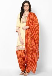 Stri Pink Printed Patiala Salwar With Dupatta Women