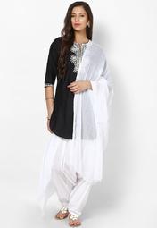 Stri White Solid Bottom & Dupatta Sets Women