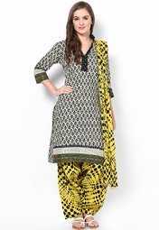 Stri Yellow Printed Patiala Salwar With Dupatta Women