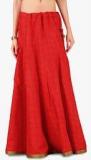 Studio Rasa Red Embellished Flared Skirt women