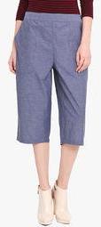 Studio West Blue Solid Capri Women