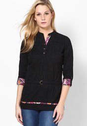 Style Quotient Black 3/4Th Sleeve Tunic Women