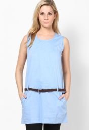 Style Quotient Blue Tunic With Pockets & Belt Women