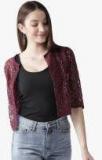 Style Quotient Maroon Embellished Shrug Women