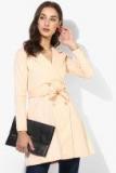 Style Quotient Peach Solid Long Coat Women