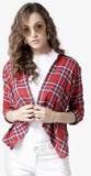 Style Quotient Red Checked Shrug Women