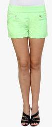 Style Toss Green Solid Shorts women