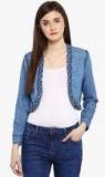 Stylestone Blue Self Design Shrug Women