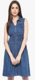 Stylestone Navy Blue Coloured Solid Shift Dress Women