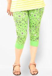 Sublime Green Printed Capri Women