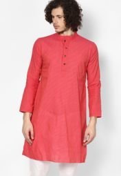 Sultan The King Of Kurta Striped Pink Kurta Men