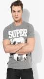 Superdry Grey Printed Round Neck T Shirt men