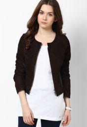 Suxus Brown Solid Winter Jacket women