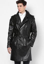 Suxus Solid Black Coat Men