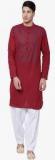 Svanik Maroon Woven Design Kurta Men