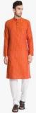 Svanik Mustard Yellow Solid Knee Length Kurta Men