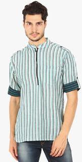 Svanik Striped White Kurta men