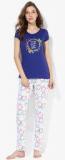 Sweet Dreams Blue Printed Pyjama Set women