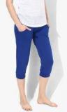 Sweet Dreams Blue Solid Capri Women