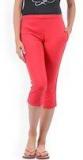 Sweet Dreams Coral Pink Solid Regular Fit Capris Women