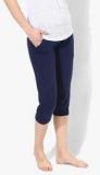 Sweet Dreams Navy Blue Solid Capri Women